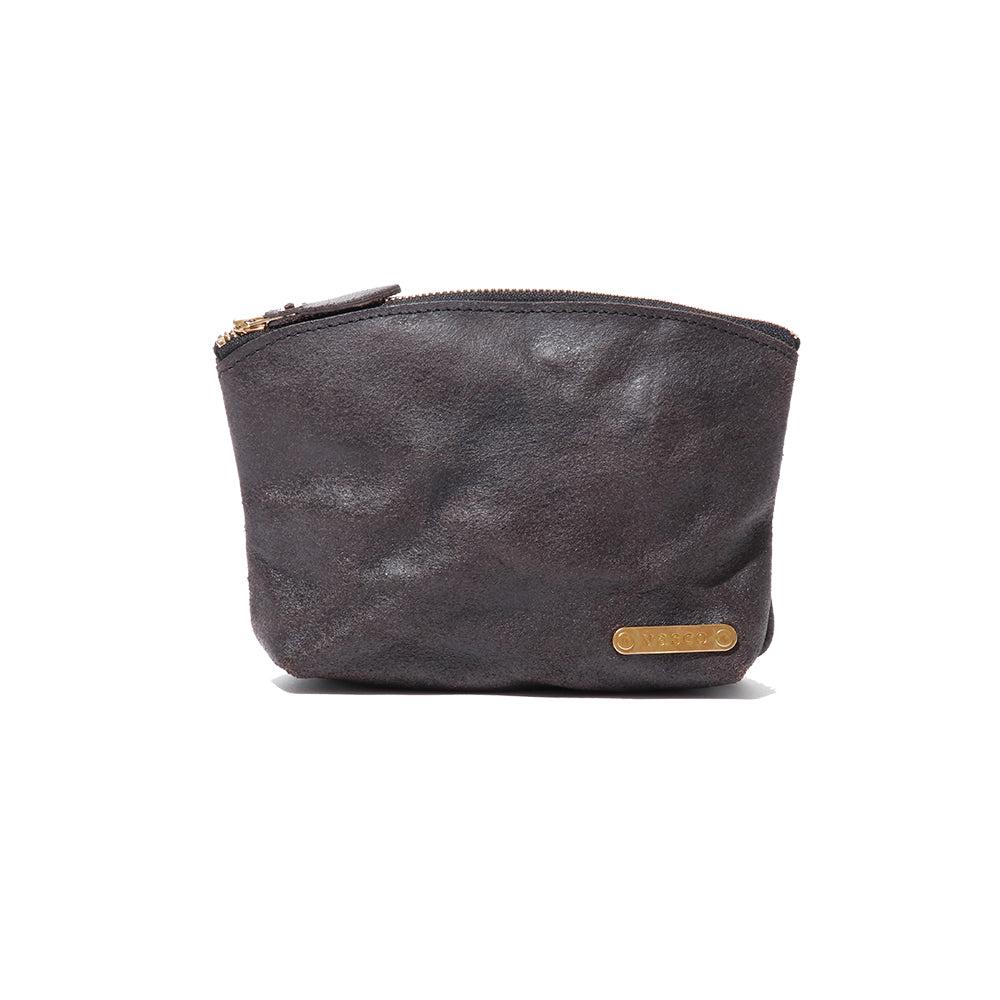 vasco Leather Travel Pouch Black Roughout | CLUB CLUTCH